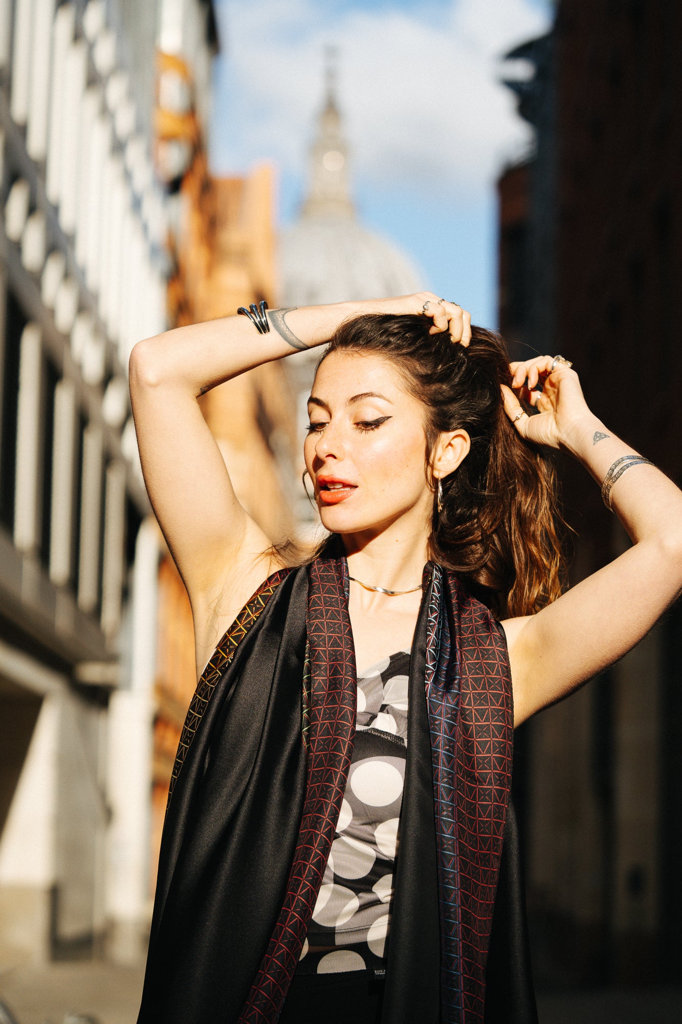 Midnight golden shade radiance silk scarf