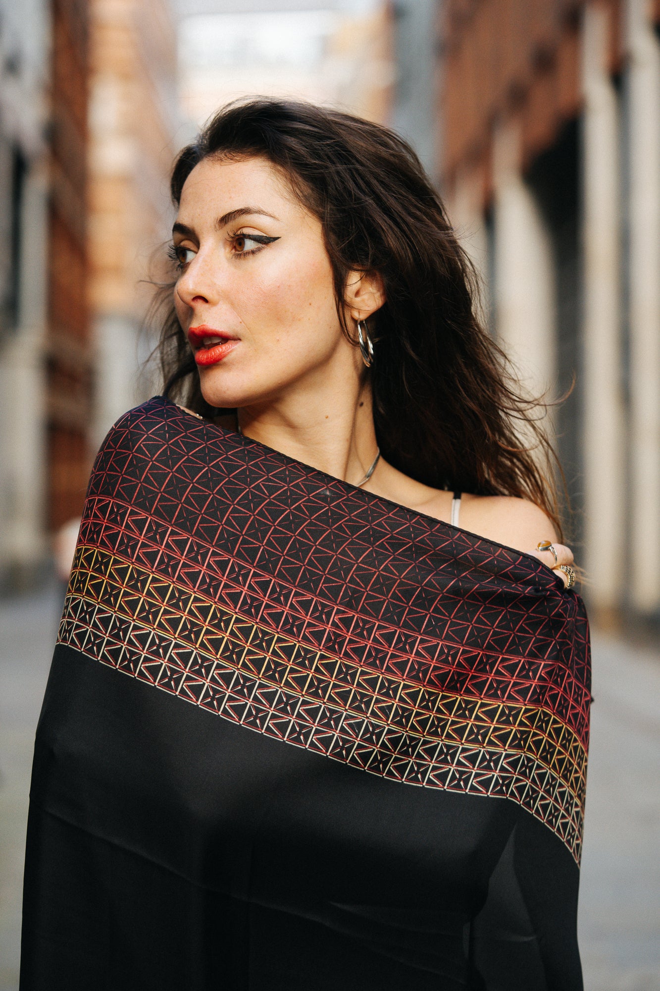 Midnight golden shade radiance silk scarf