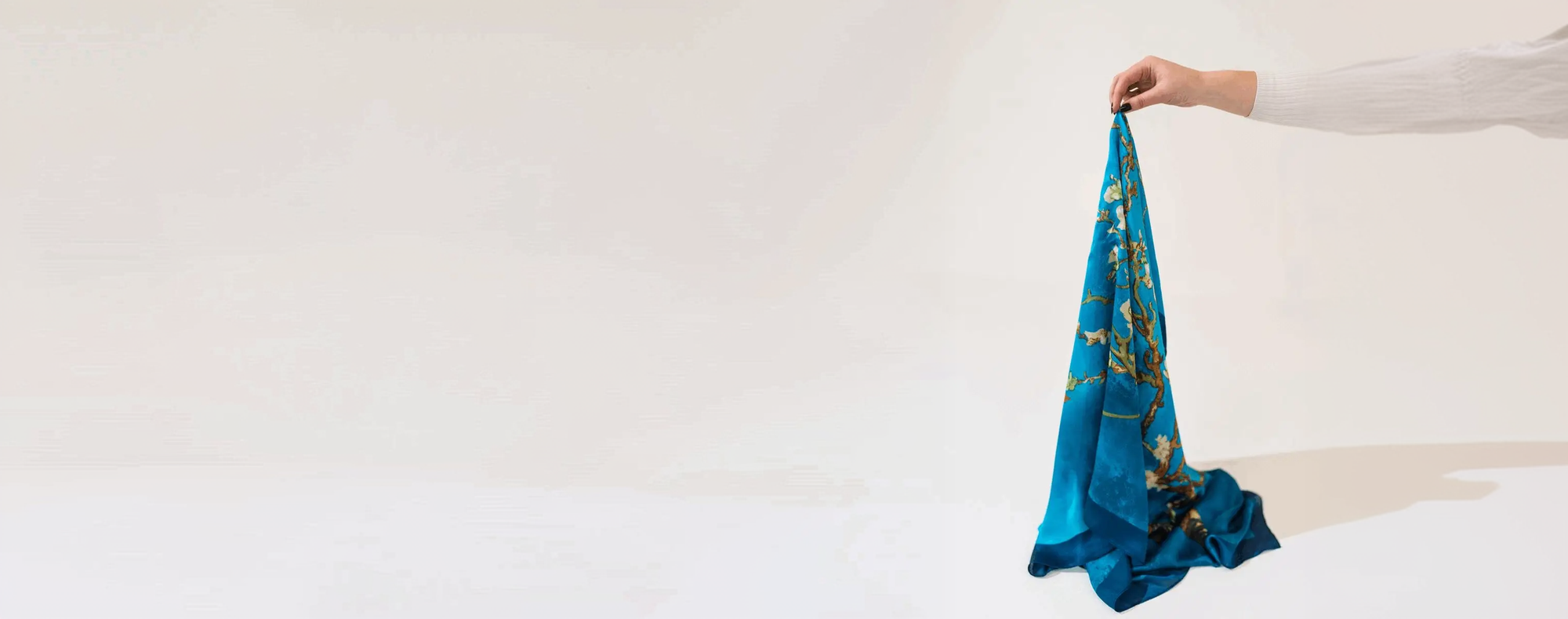 Blue Floral Silk Scarf