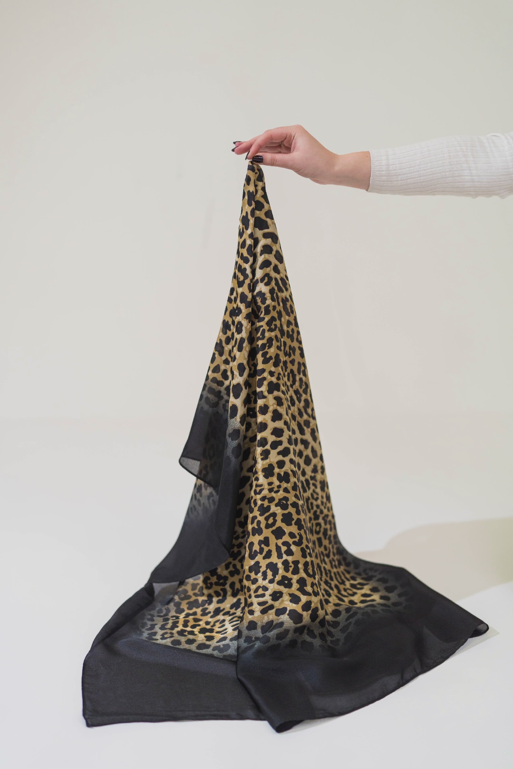Black Leopard Silk Scarf
