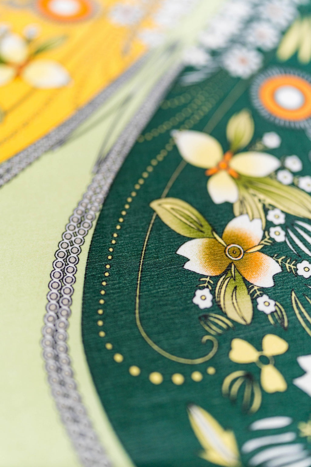 Green Floral Silk Scarf