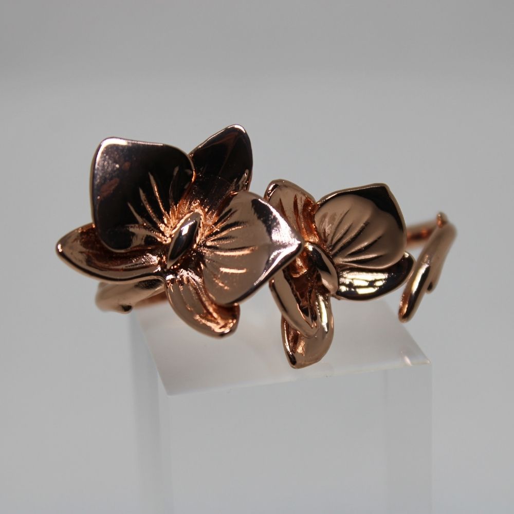 Unique Rose Gold Double Orchid Ring