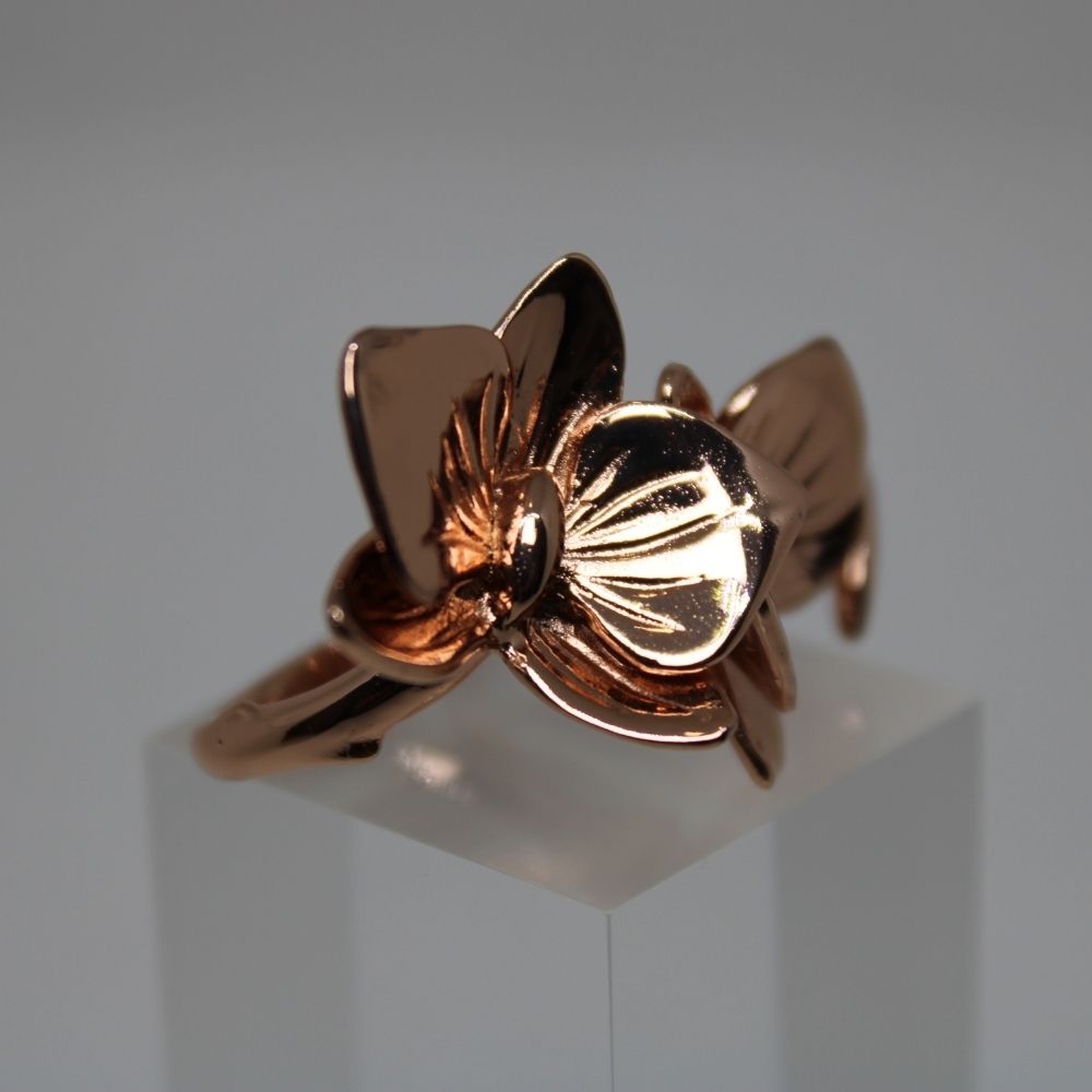 Unique Rose Gold Double Orchid Ring