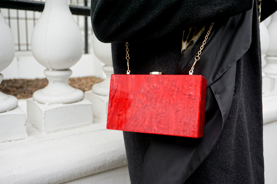 Red Marble Acrylic Clutch