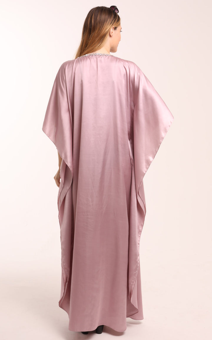 Long Lilac Kaftan with Beaded Embroidery