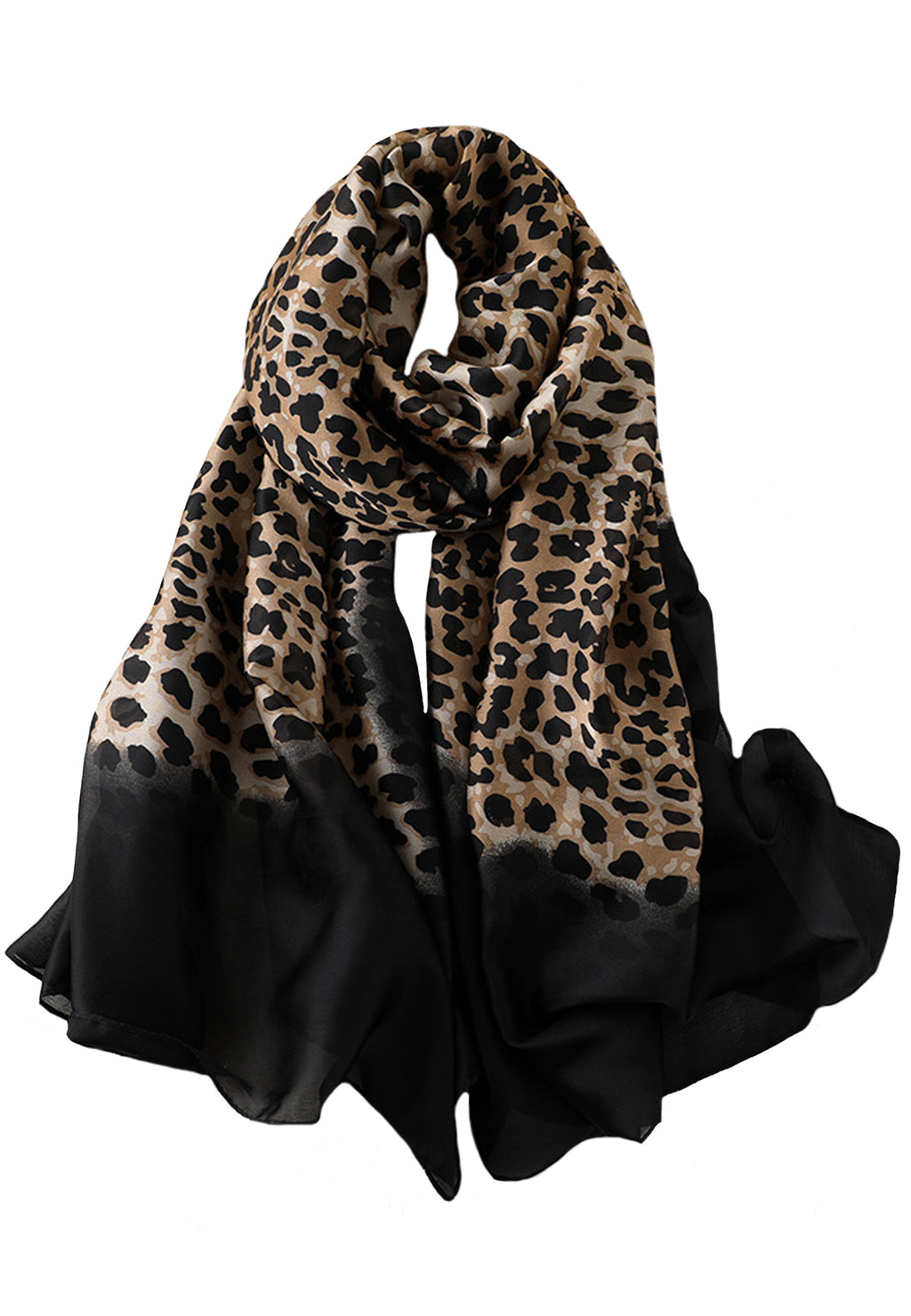 Black Leopard Silk Scarf