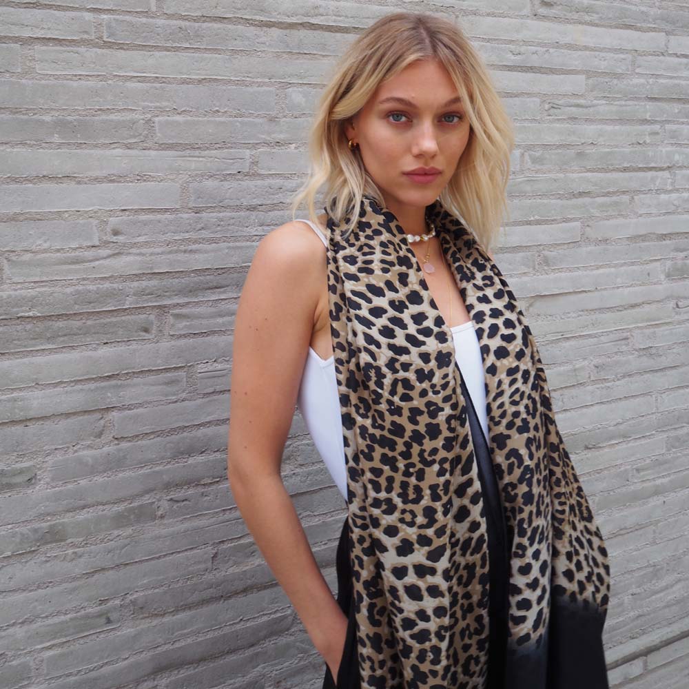 Black Leopard Silk Scarf