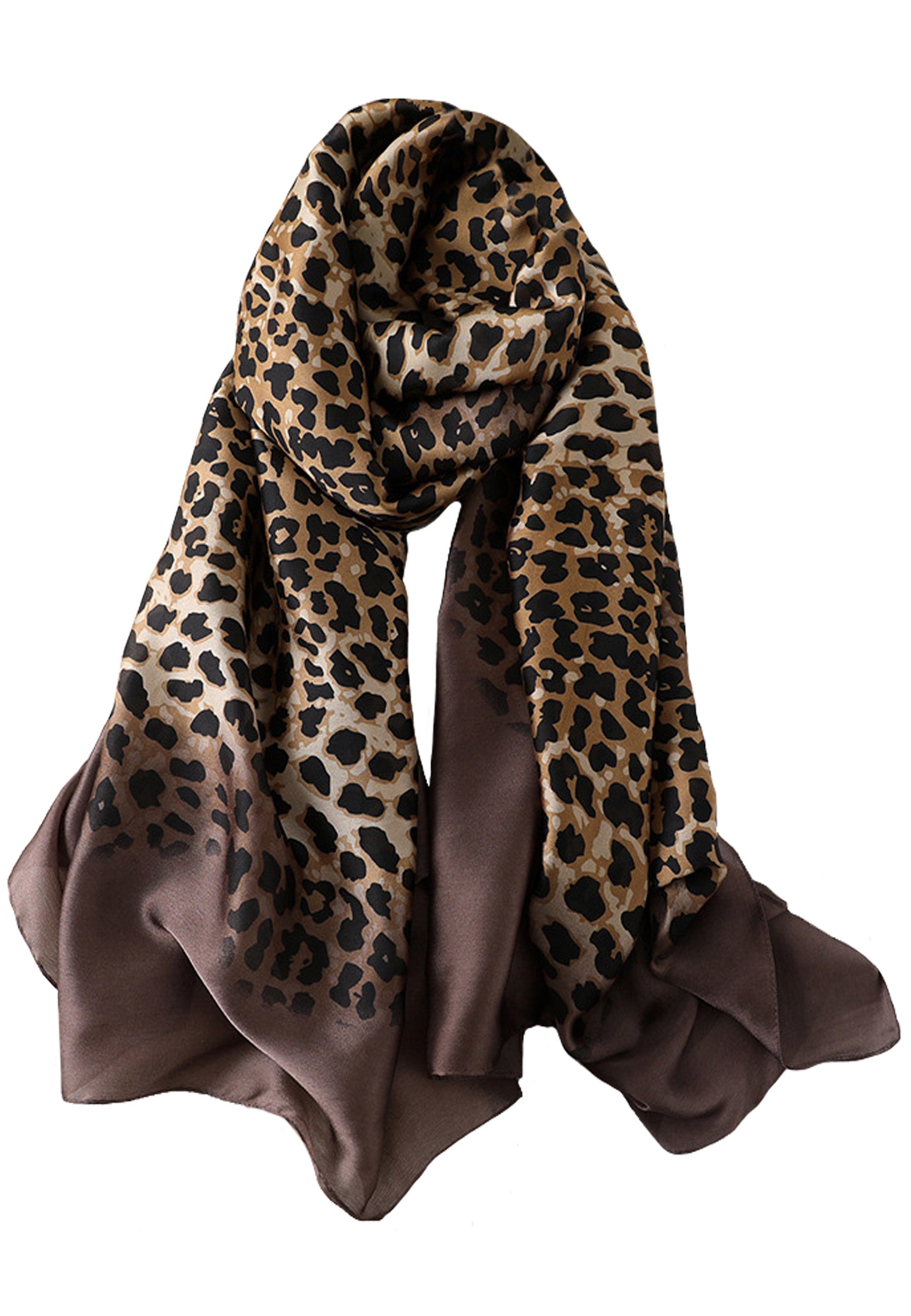 Brown Leopard Silk Scarf