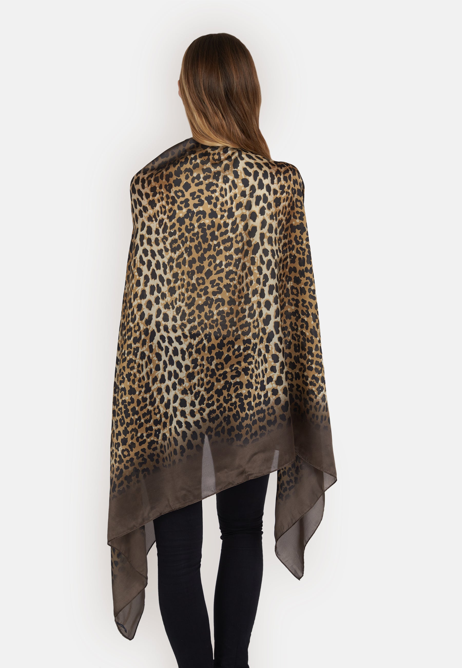 Brown Leopard Silk Scarf