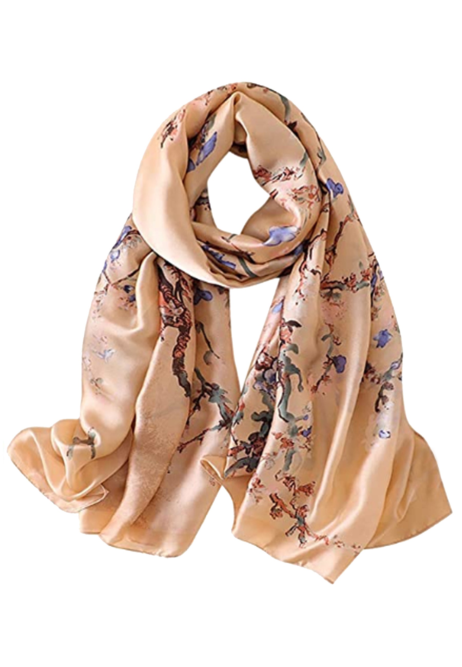 Gold Floral Silk Scarf