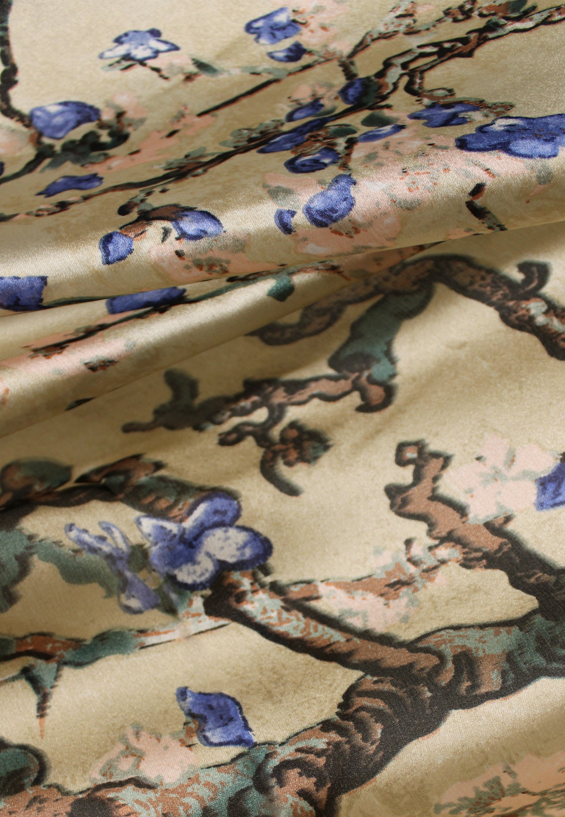 Gold Floral Silk Scarf