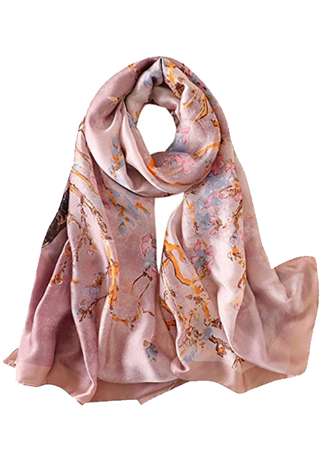 Light Purple Floral Silk Scarf