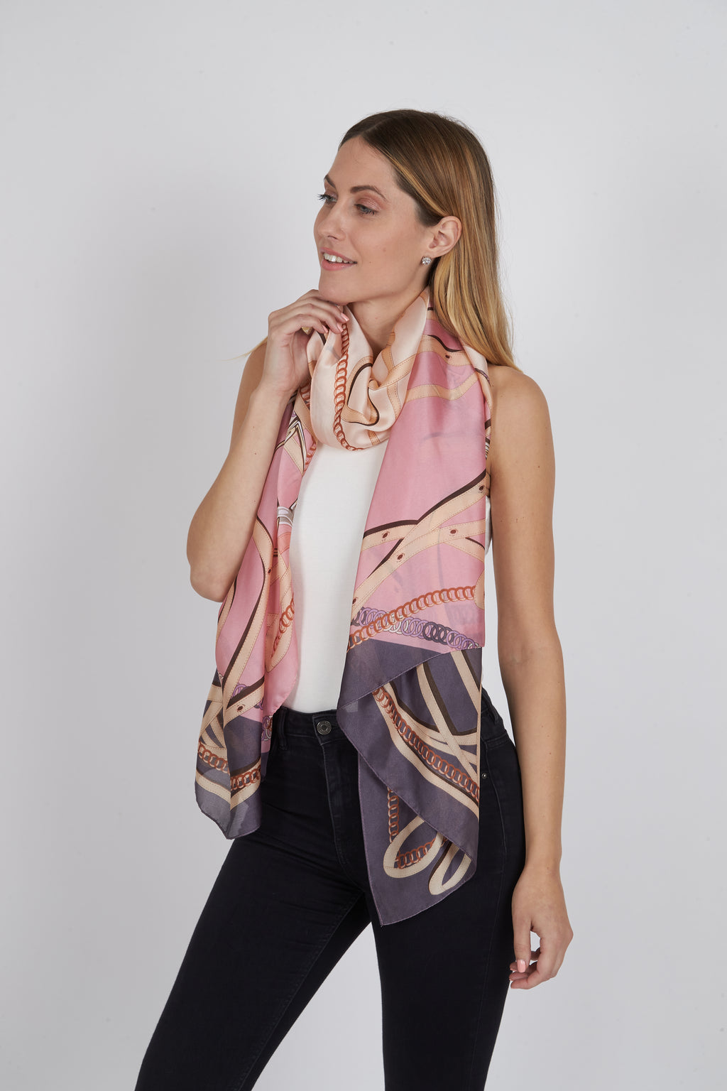 Pink And Light Purple Silk Scarf