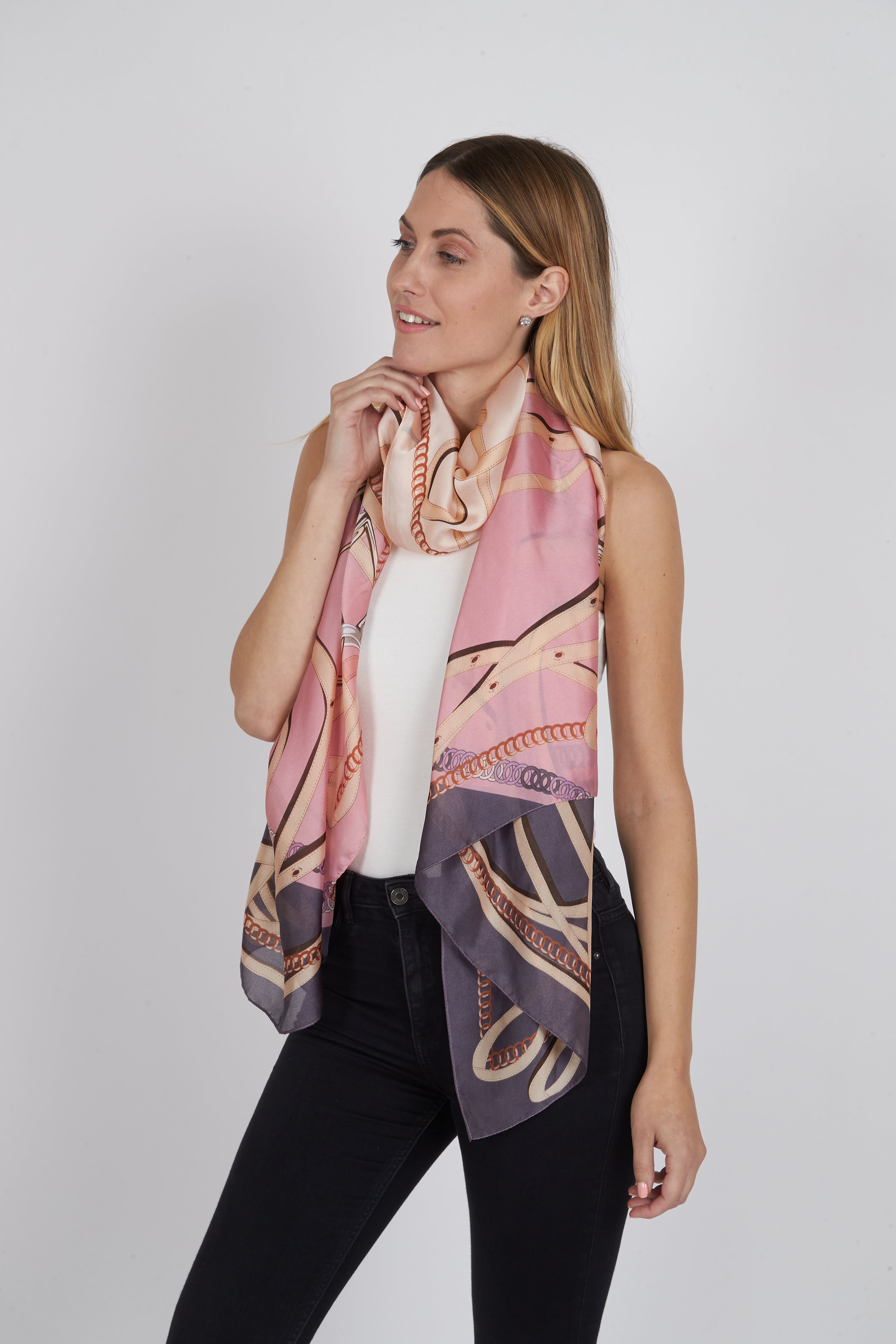 Pink And Light Purple Silk Scarf