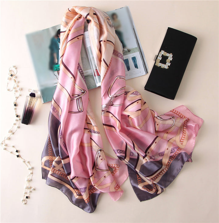 Pink And Light Purple Silk Scarf