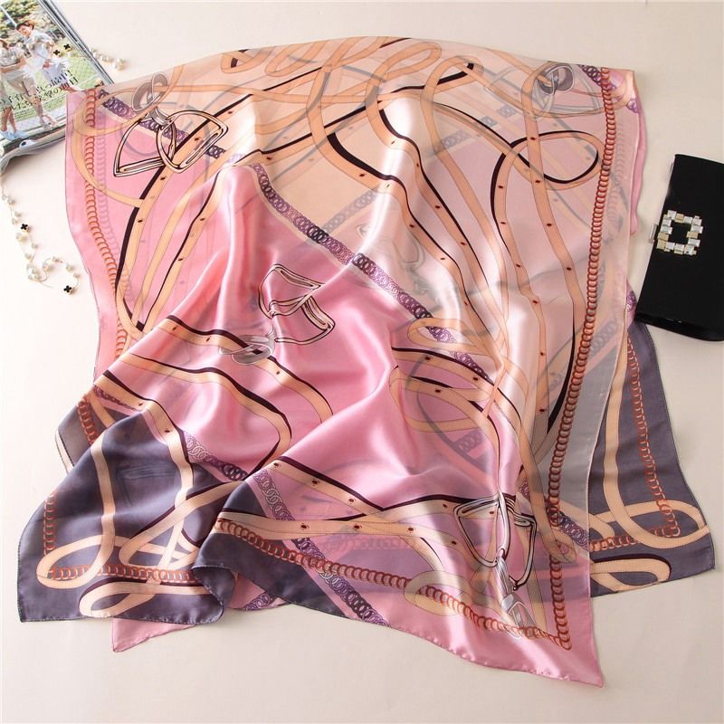 Pink And Light Purple Silk Scarf