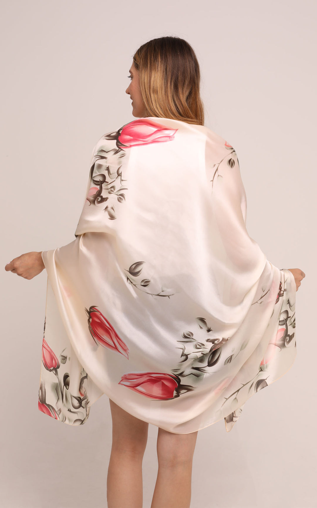 Silk Scarf in Pink and Cream Floral Print