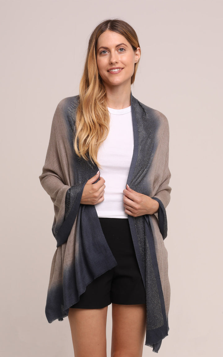 Beige & Blue Cashmere Scarf