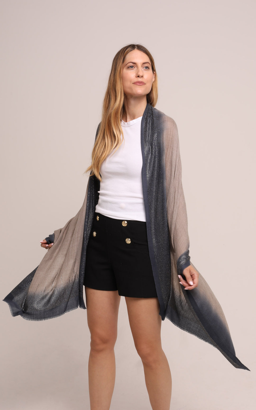 Beige & Blue Cashmere Scarf