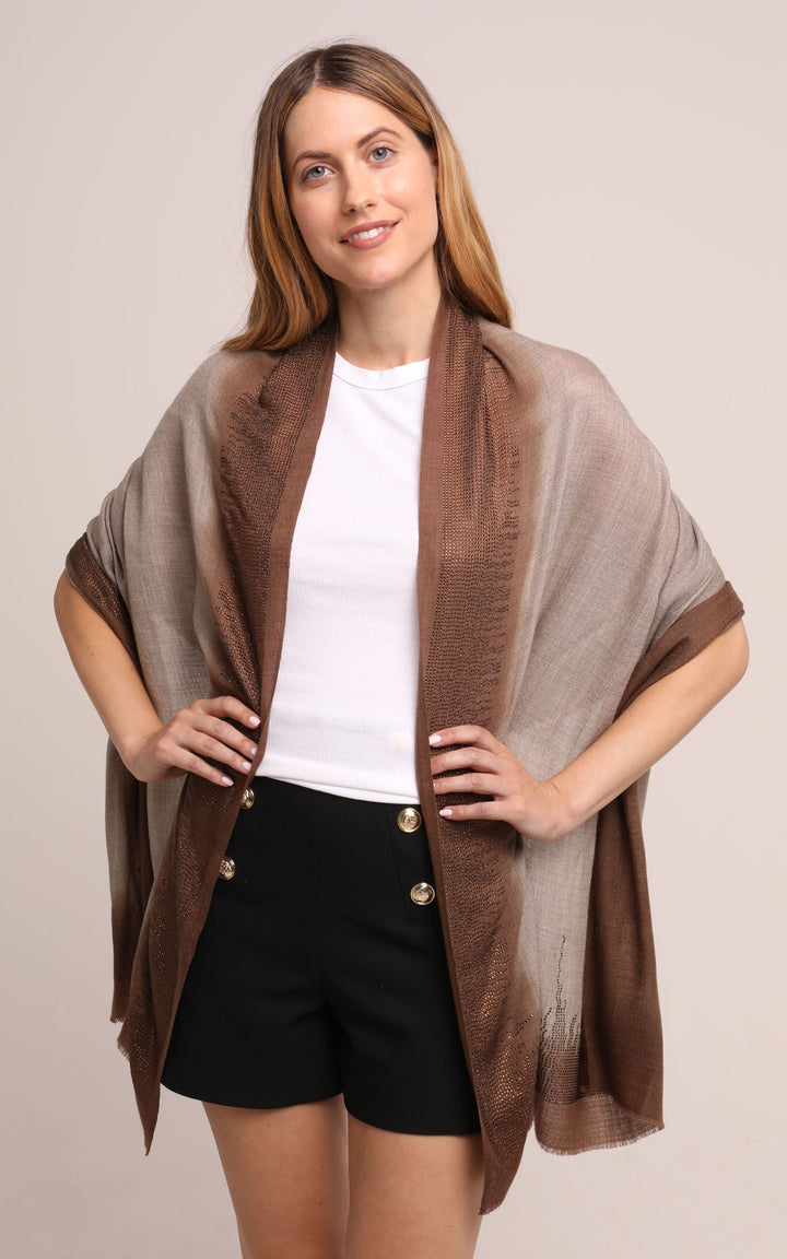 Beige & Brown Cashmere Scarf