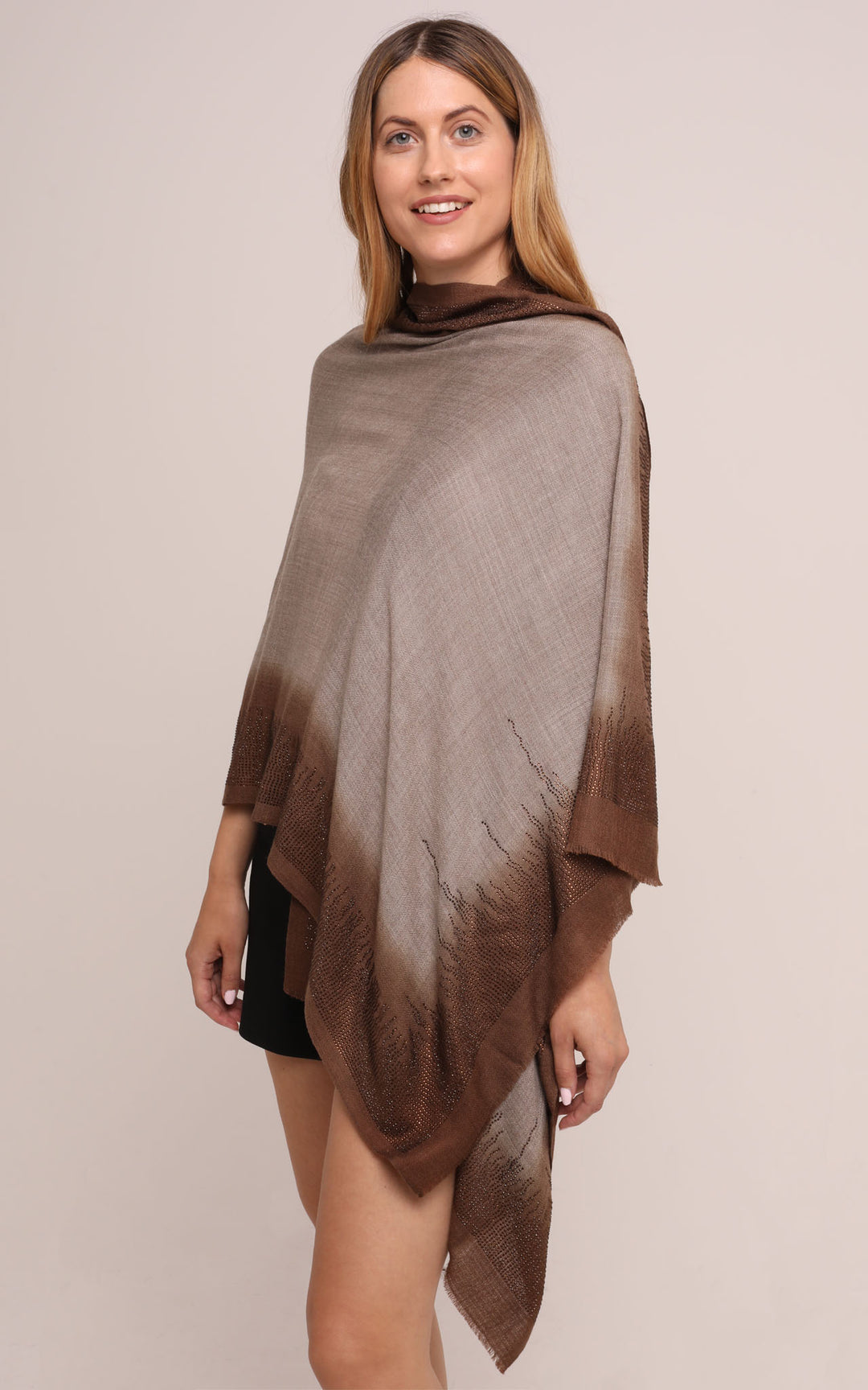 Beige & Brown Cashmere Scarf