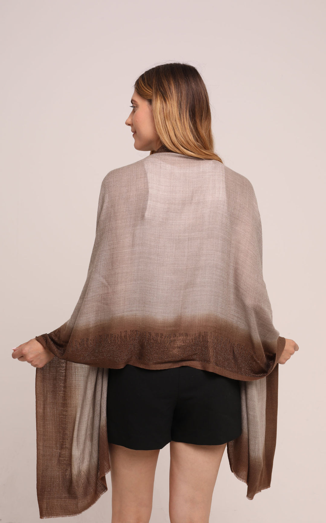 Beige & Brown Cashmere Scarf