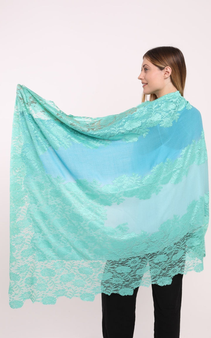 Turquoise and Green Lace Scarf
