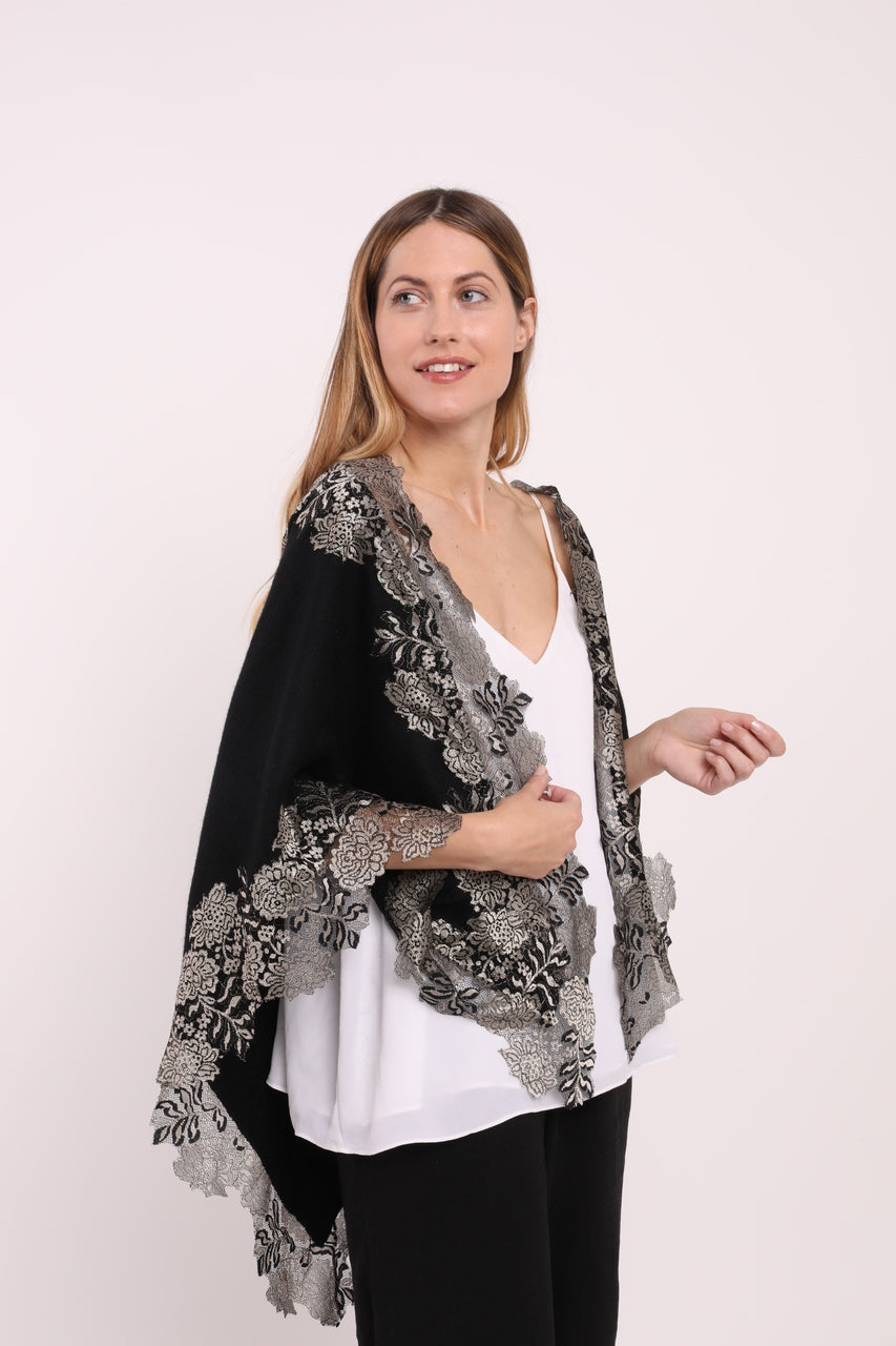 Black and Gold Lace Cape